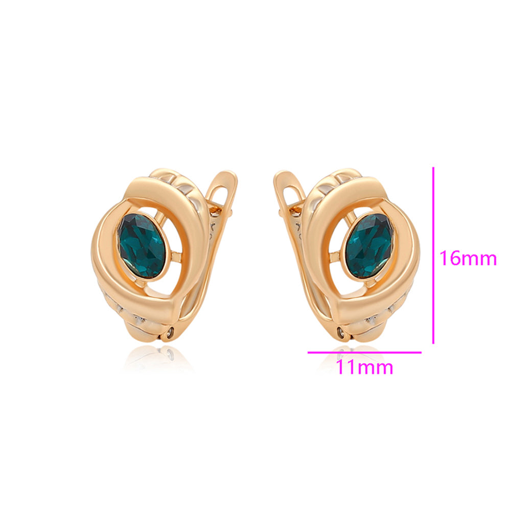 Cercei din Aliaj Placat cu Aur cu Cristal Verde Emporia®