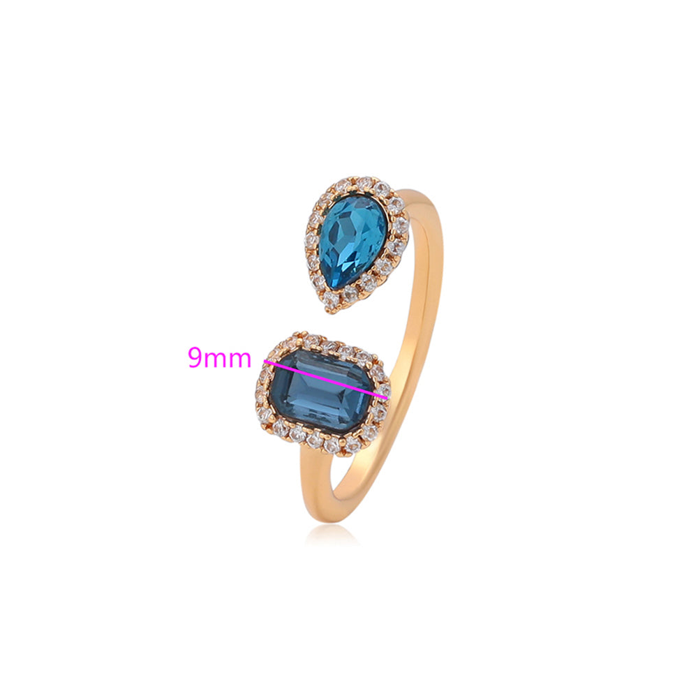 Inel din Aliaj Placat cu Aur cu Cristal Albastru Emporia® și Cristal Alb Emporia® 2 