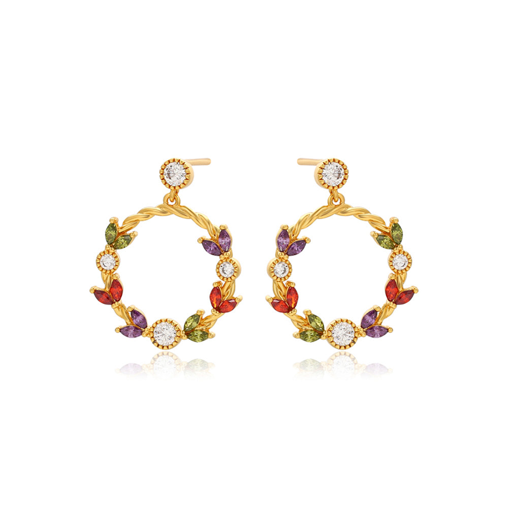 Cercei din Aliaj Placat cu Aur cu Cristal Roșu Emporia® și Cristal Alb Emporia®