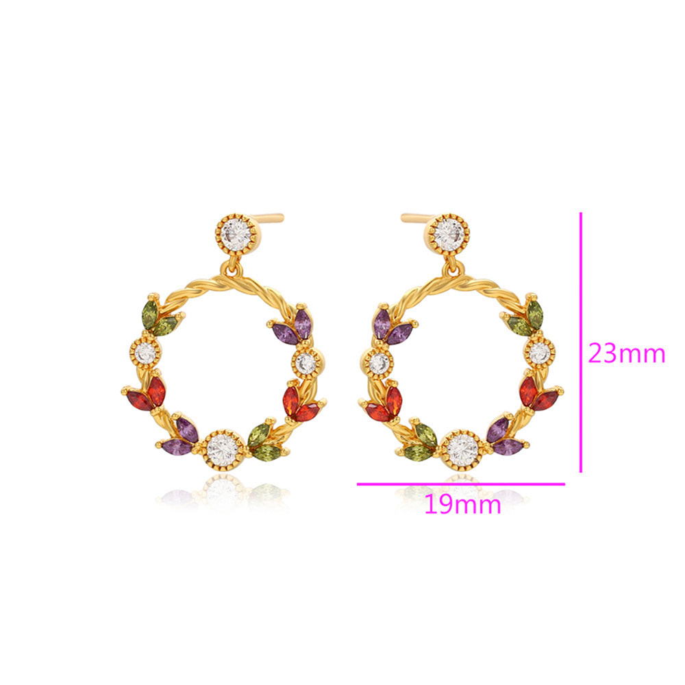 Cercei din Aliaj Placat cu Aur cu Cristal Roșu Emporia® și Cristal Alb Emporia®