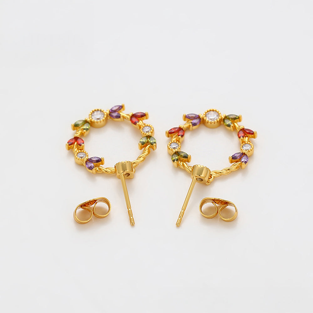 Cercei din Aliaj Placat cu Aur cu Cristal Roșu Emporia® și Cristal Alb Emporia® 5 