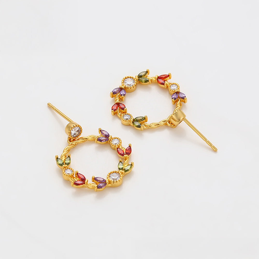 Cercei din Aliaj Placat cu Aur cu Cristal Roșu Emporia® și Cristal Alb Emporia®