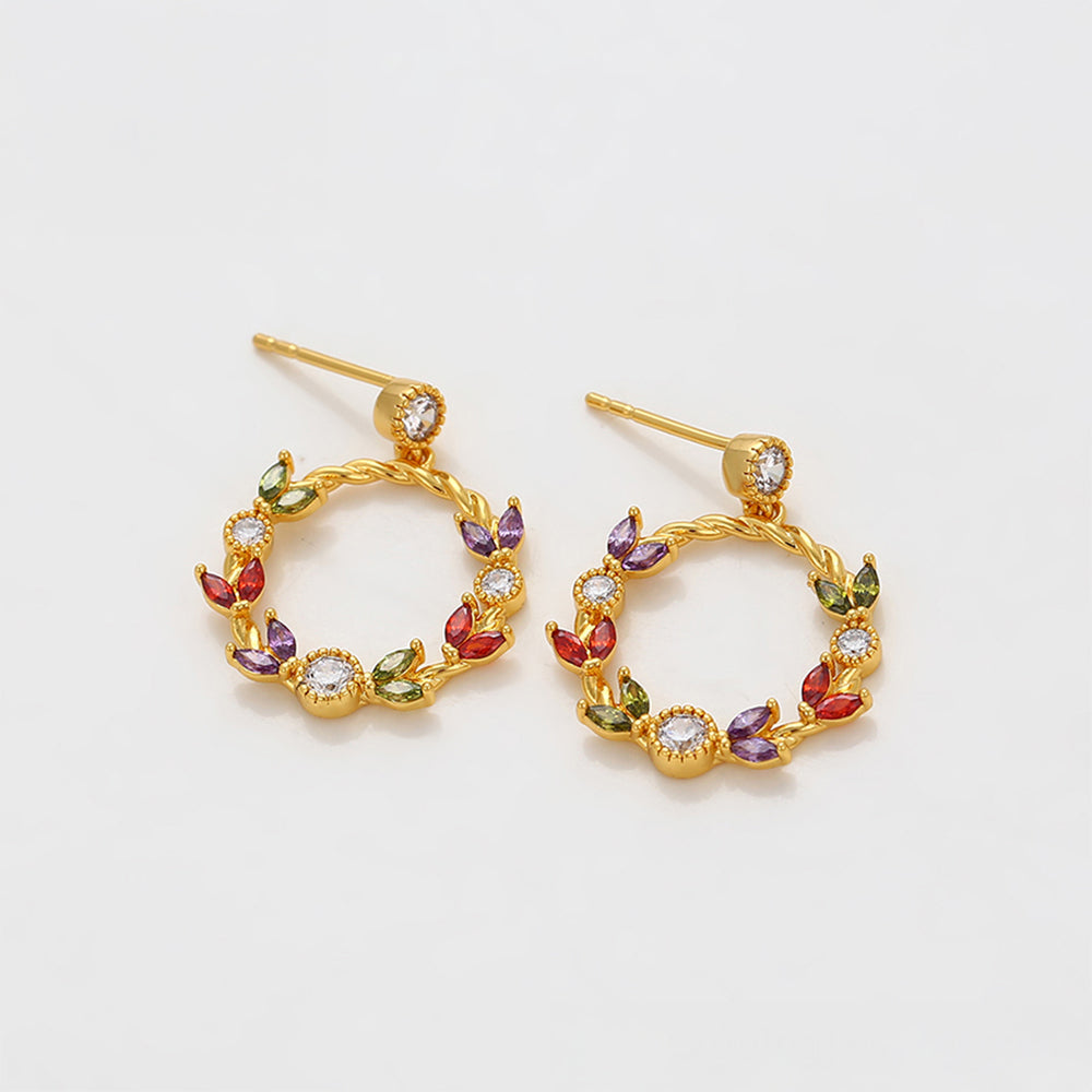 Cercei din Aliaj Placat cu Aur cu Cristal Roșu Emporia® și Cristal Alb Emporia® 1 