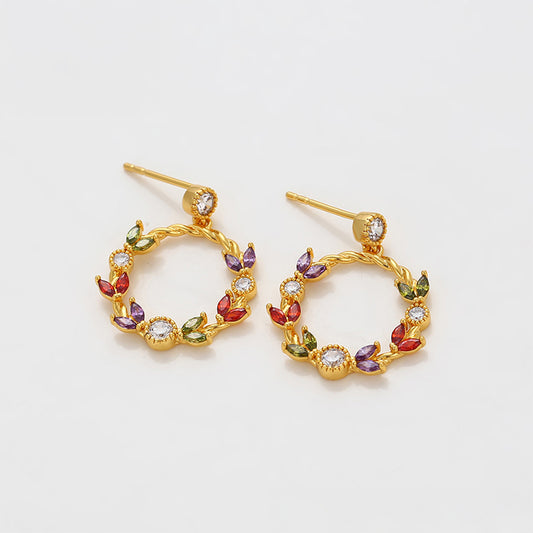 Cercei din Aliaj Placat cu Aur cu Cristal Roșu Emporia® și Cristal Alb Emporia®