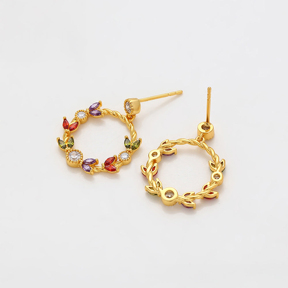 Cercei din Aliaj Placat cu Aur cu Cristal Roșu Emporia® și Cristal Alb Emporia® 7 