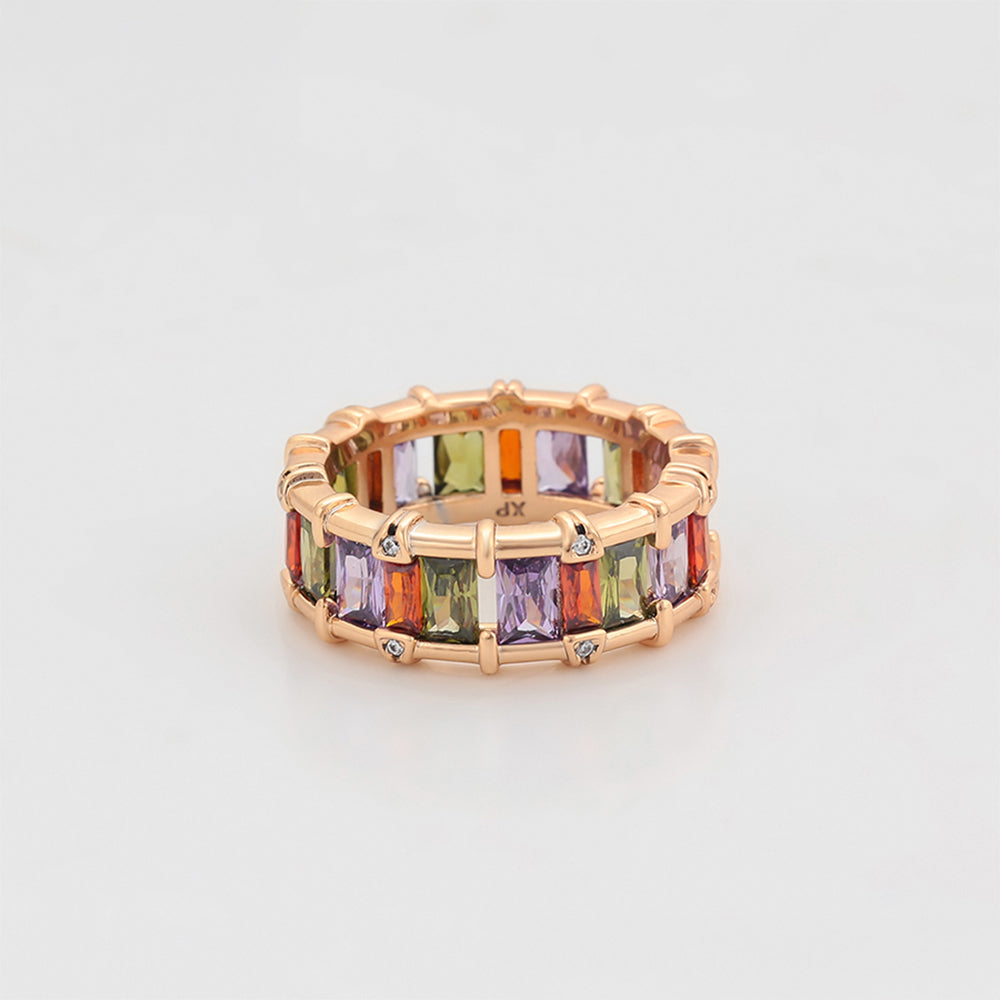 Inel din Aliaj Placat cu Aur cu Cristal Violet Emporia® și Cristal Roz Emporia®
