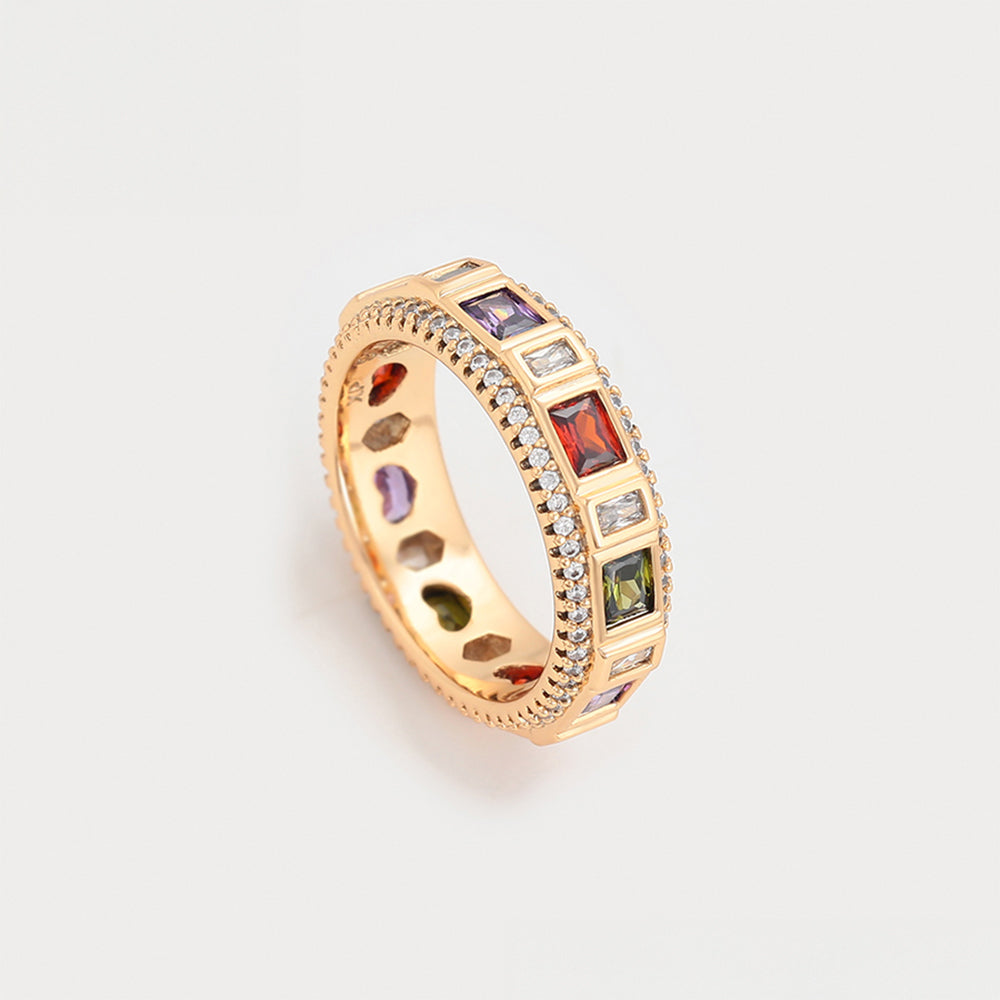 Inel din Aliaj Placat cu Aur cu Cristal Roșu Emporia® și Cristal Violet Emporia® 4 