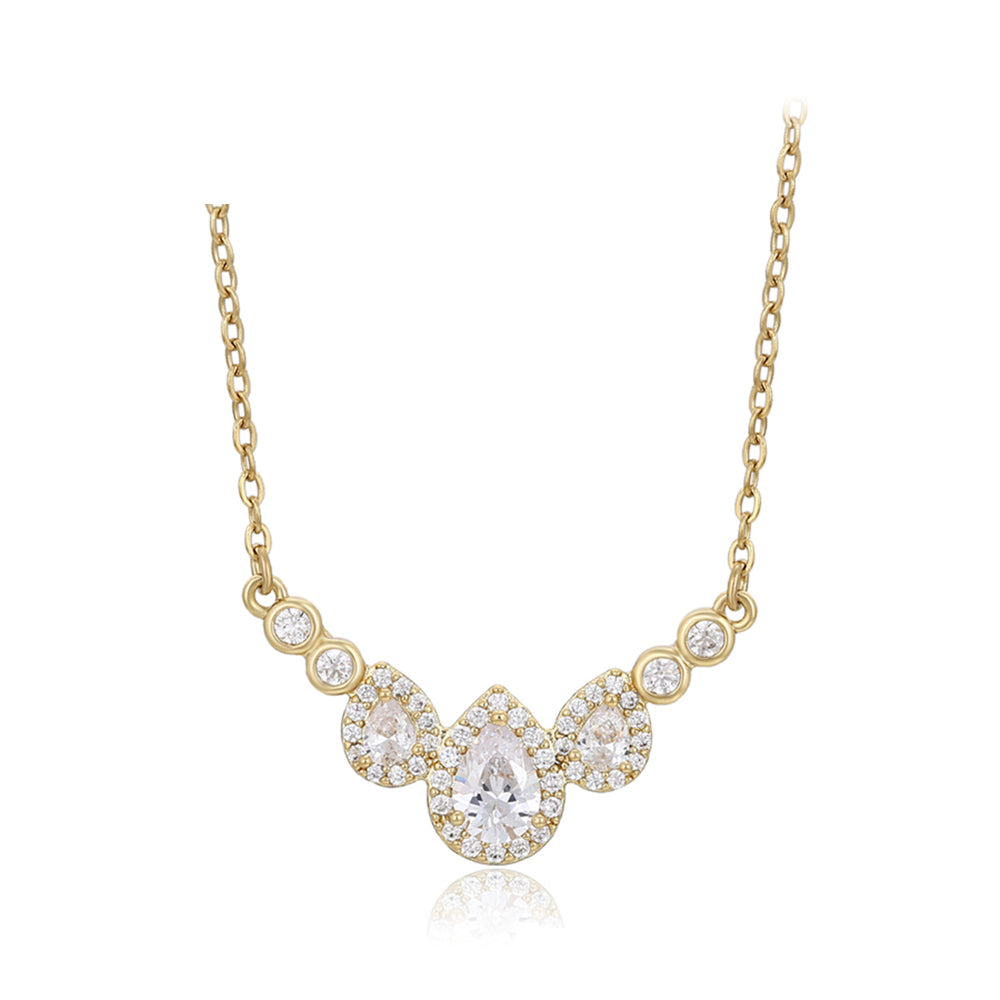 Colier din Aliaj Placat cu Aur cu Cristal Alb Emporia® 2 