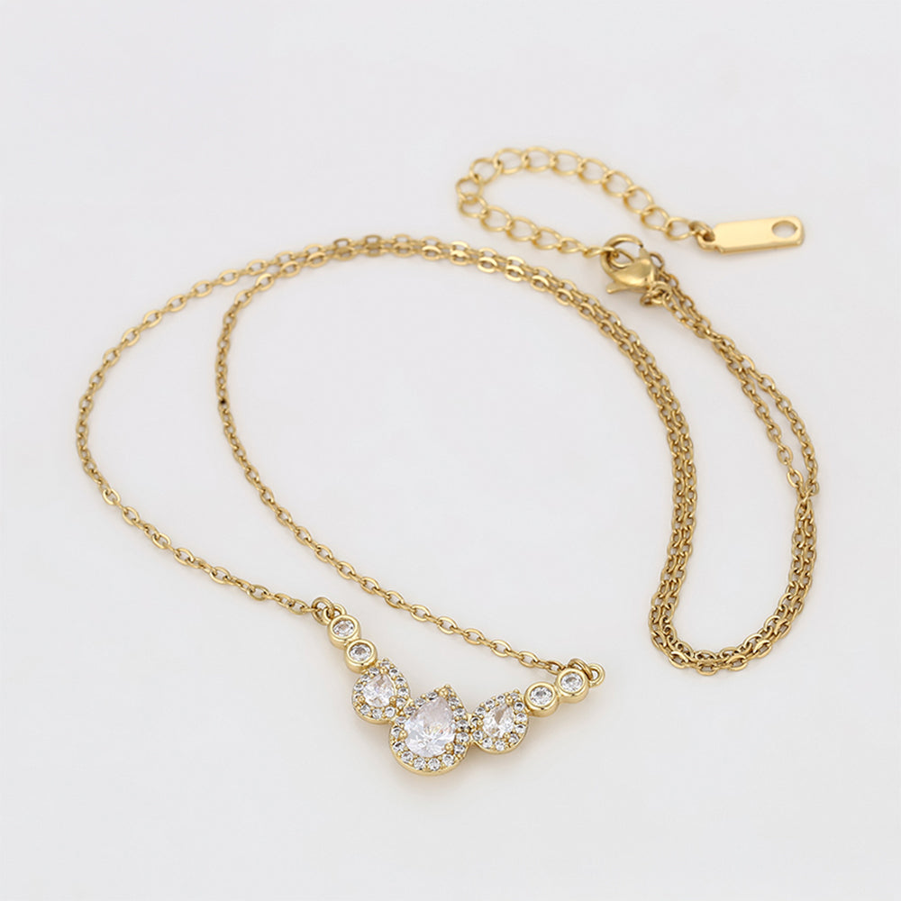 Colier din Aliaj Placat cu Aur cu Cristal Alb Emporia® 4 