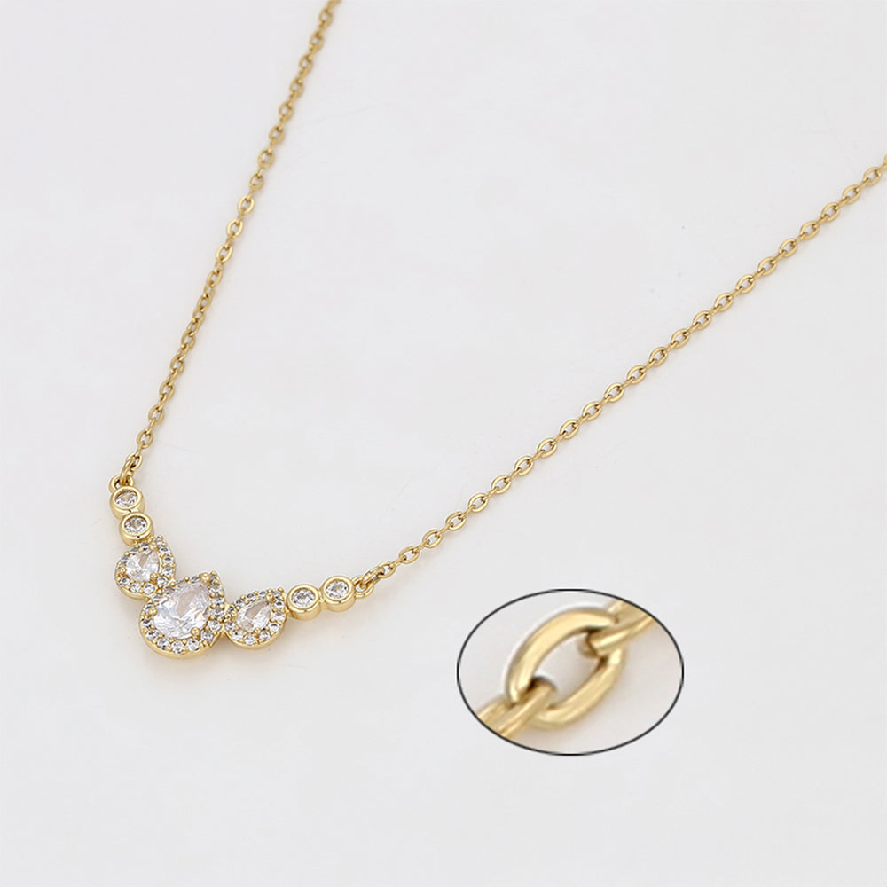 Colier din Aliaj Placat cu Aur cu Cristal Alb Emporia® 1 