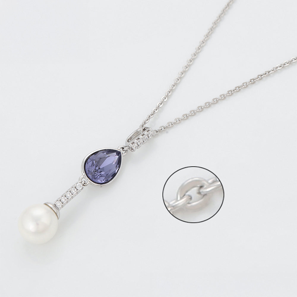 Colier din Aliaj Placat cu Aur cu Cristal Violet Emporia® și Perlă de cristal 1 