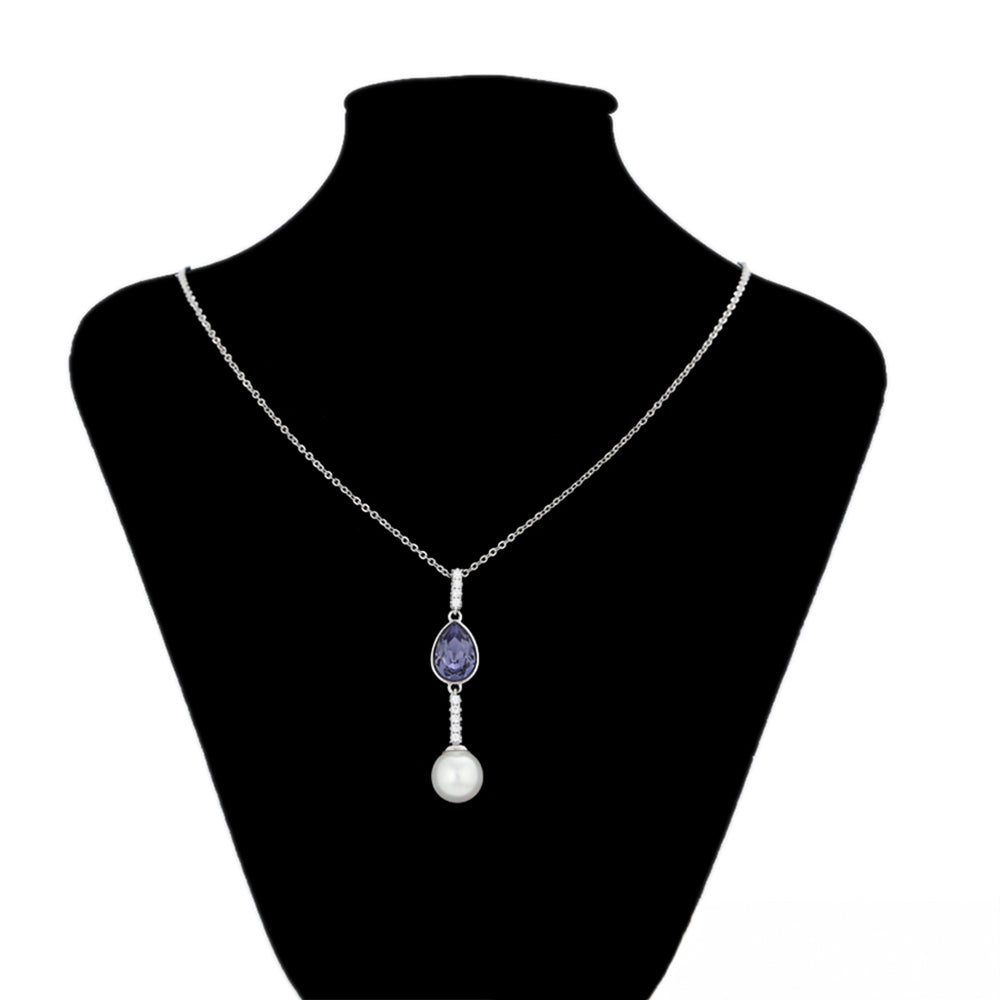 Colier din Aliaj Placat cu Aur cu Cristal Violet Emporia® și Perlă de cristal