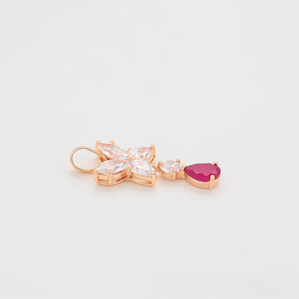Set din Aliaj Placat cu Aur cu Cristal Roz Emporia® și Cristal Alb Emporia® ( Cercei+Pandantiv ) 7 