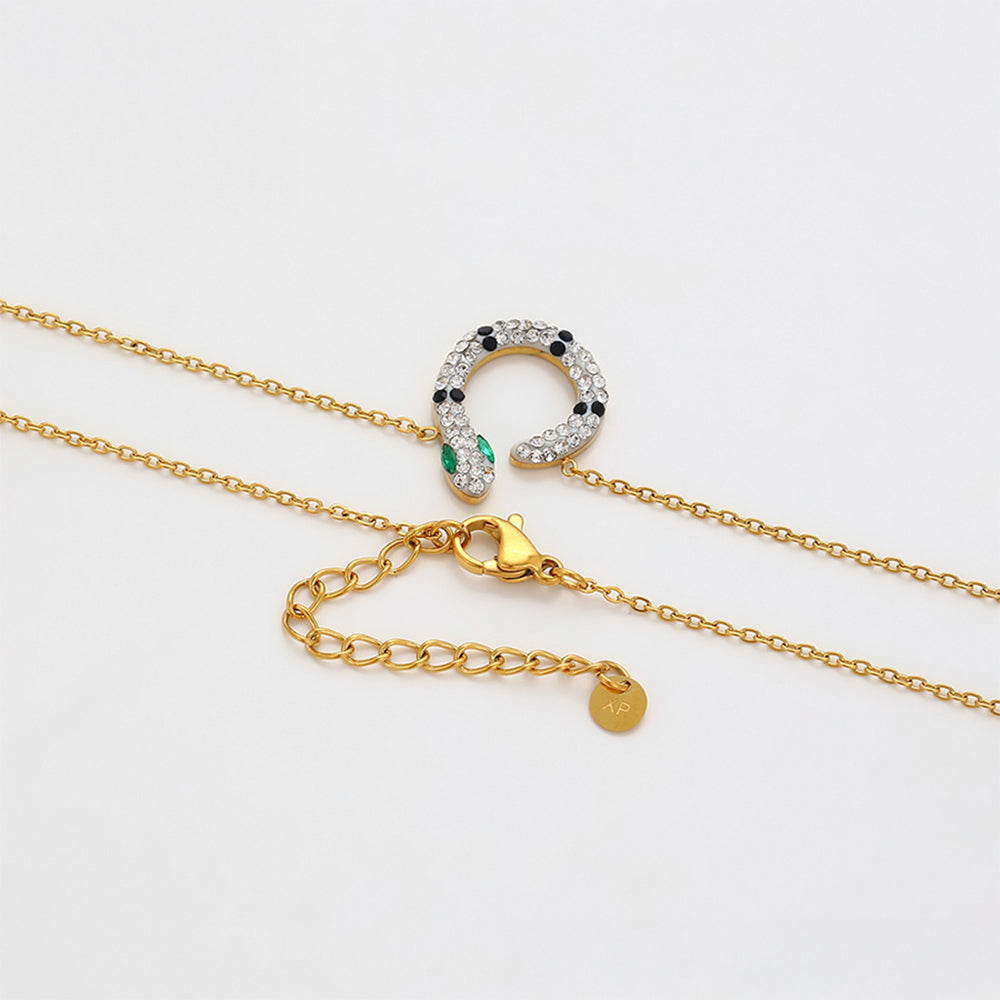 Set din Aliaj Placat cu Aur cu Cristal Verde Emporia® și Cristal Alb Emporia® ( Colier+Cercei )