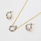 Set din Aliaj Placat cu Aur cu Cristal Verde Emporia® și Cristal Alb Emporia® ( Colier+Cercei )