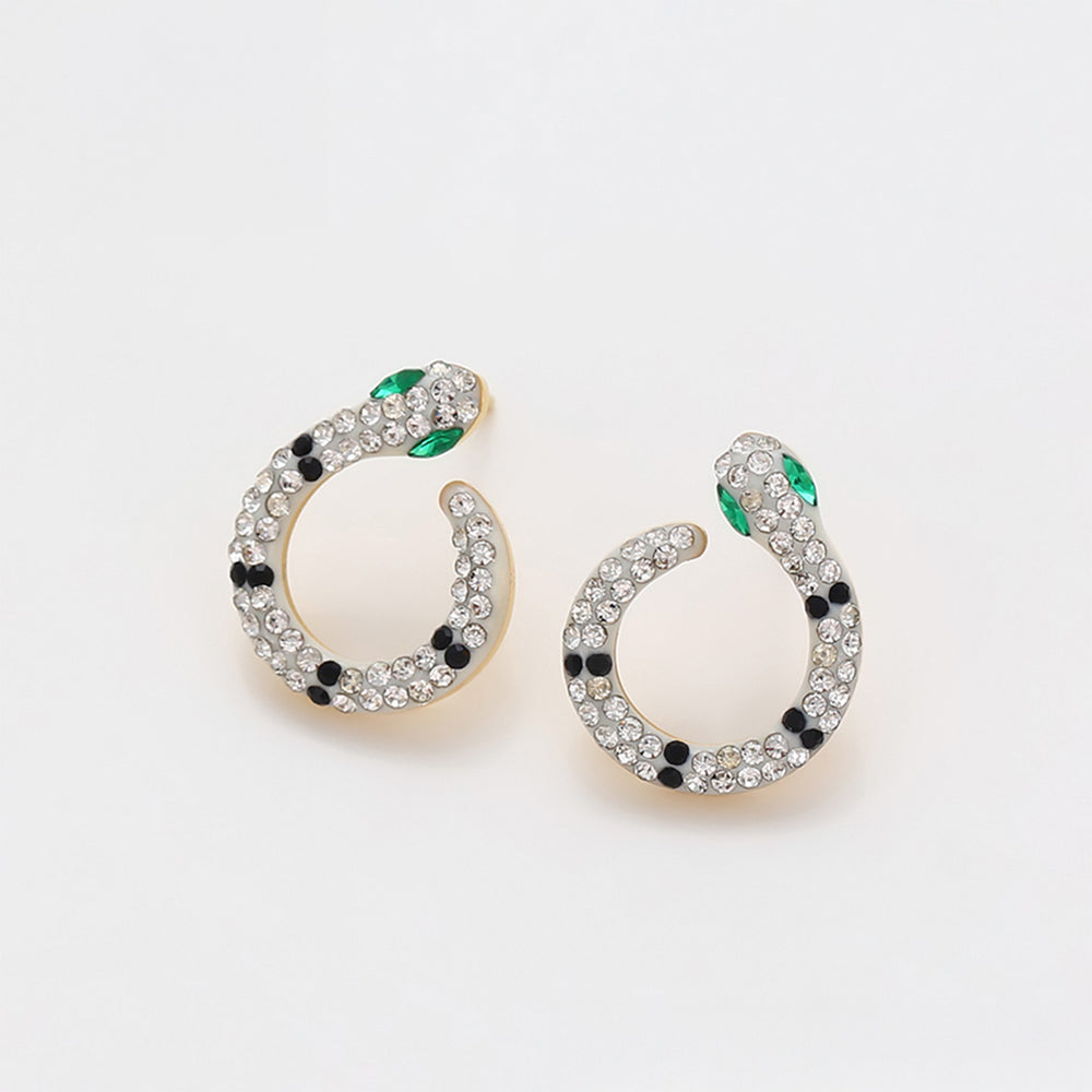 Set din Aliaj Placat cu Aur cu Cristal Verde Emporia® și Cristal Alb Emporia® ( Colier+Cercei ) 8 