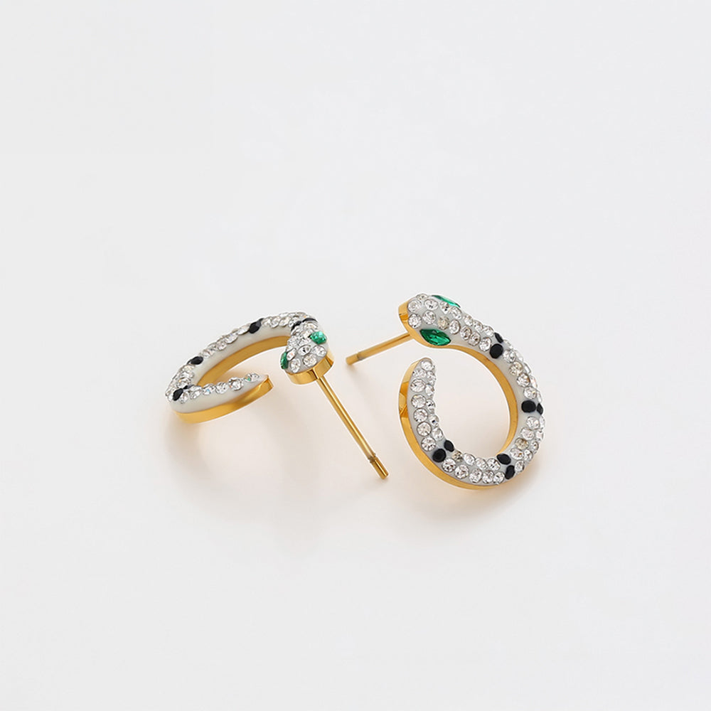 Set din Aliaj Placat cu Aur cu Cristal Verde Emporia® și Cristal Alb Emporia® ( Colier+Cercei ) 10 