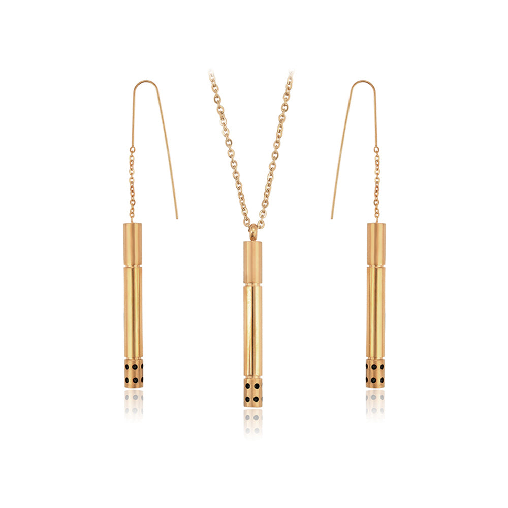 Set din Aliaj Placat cu Aur cu Cristal Roșu Emporia® ( Colier+Cercei+Pandantiv )