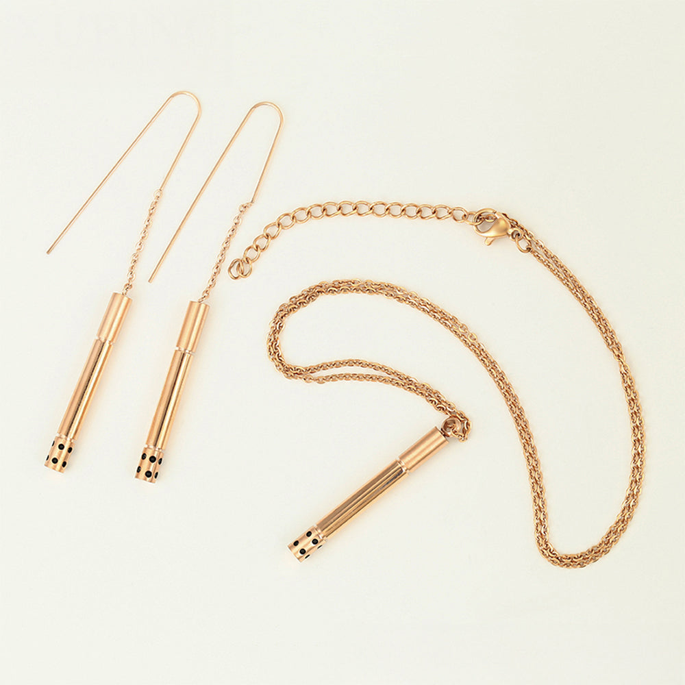 Set din Aliaj Placat cu Aur cu Cristal Roșu Emporia® ( Colier+Cercei+Pandantiv )