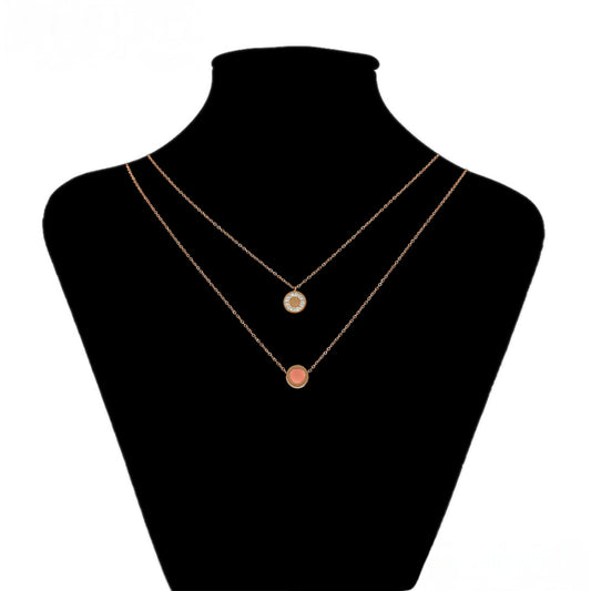 Set din Aliaj Placat cu Aur cu Cristal Roz Emporia® și Cristal Alb Emporia® ( Colier+Brățară )