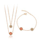 Set din Aliaj Placat cu Aur cu Cristal Roz Emporia® și Cristal Alb Emporia® ( Colier+Brățară )