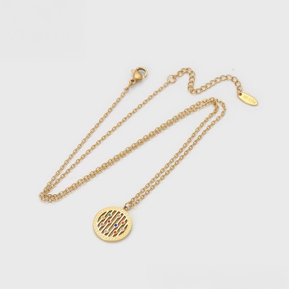 Set din Aliaj Placat cu Aur cu Cristal Roșu Emporia® și Cristal Albastru Emporia® ( Colier+Cercei+Brățară+Pandantiv ) 3 