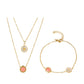 Set din Aliaj Placat cu Aur cu Cristal Roz Emporia® și Cristal Alb Emporia® ( Colier+Brățară )