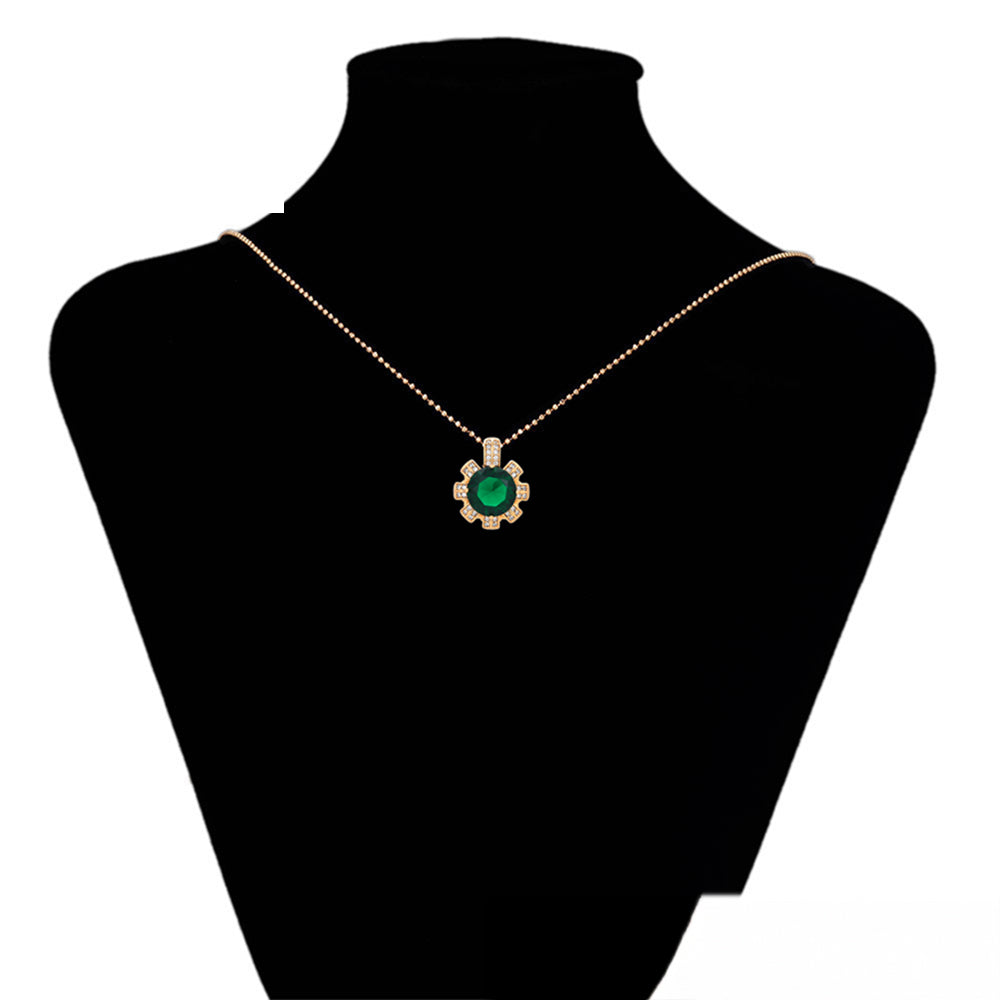 Set din Aliaj Placat cu Aur cu Cristal Verde Emporia® și Perlă de cristal ( Cercei+Inel+Pandantiv ) 6 