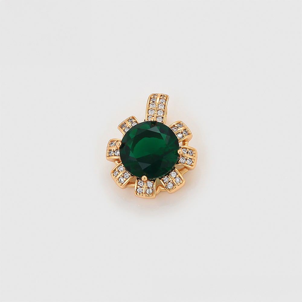 Set din Aliaj Placat cu Aur cu Cristal Verde Emporia® și Perlă de cristal ( Cercei+Inel+Pandantiv ) 12 