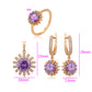 Set din Aliaj Placat cu Aur cu Cristal Violet Emporia® și Cristal Alb Emporia® ( Cercei+Inel+Pandantiv )