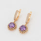 Set din Aliaj Placat cu Aur cu Cristal Violet Emporia® și Cristal Alb Emporia® ( Cercei+Inel+Pandantiv )