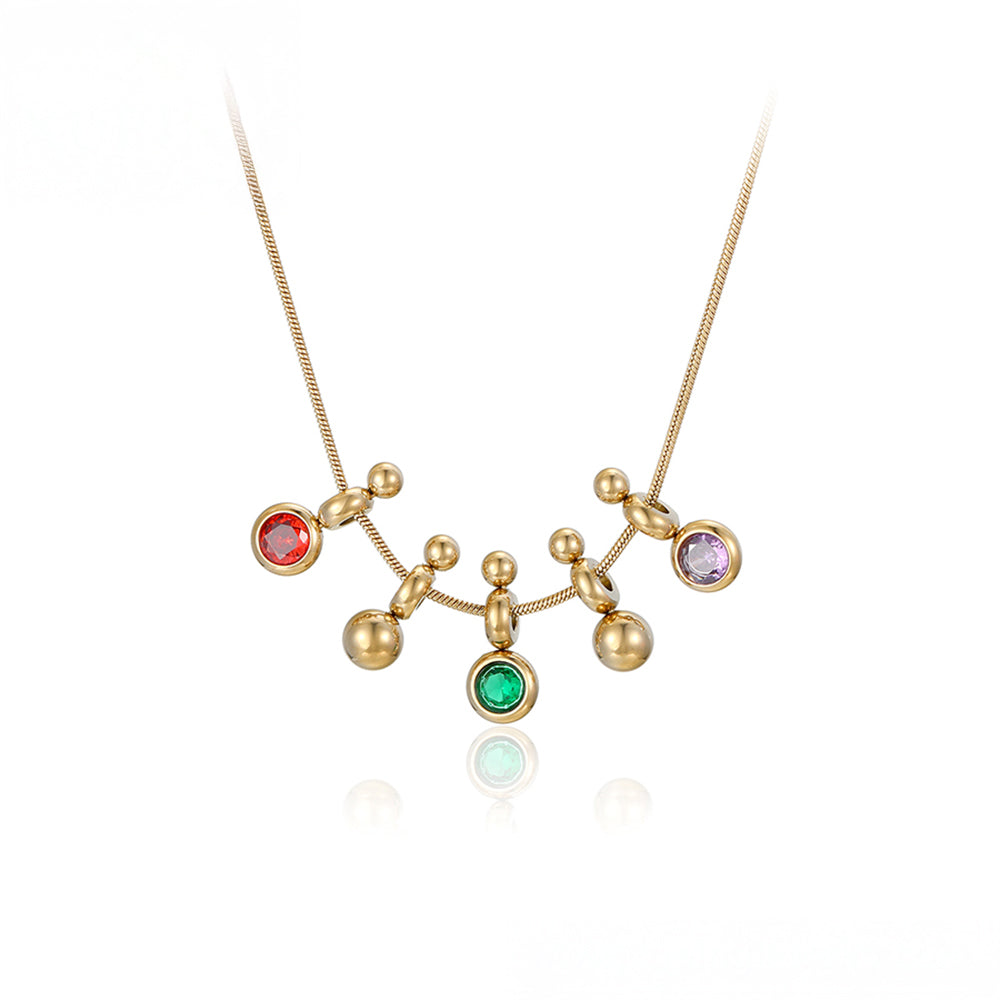Colier din Aliaj Placat cu Aur cu Cristal Verde Emporia® și Cristal Roșu Emporia® 2 