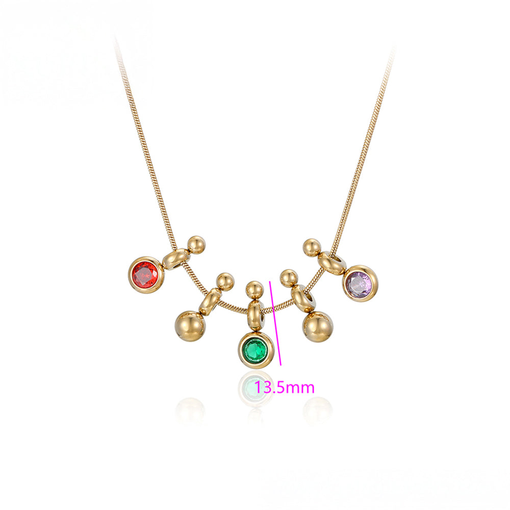 Colier din Aliaj Placat cu Aur cu Cristal Verde Emporia® și Cristal Roșu Emporia® 3 