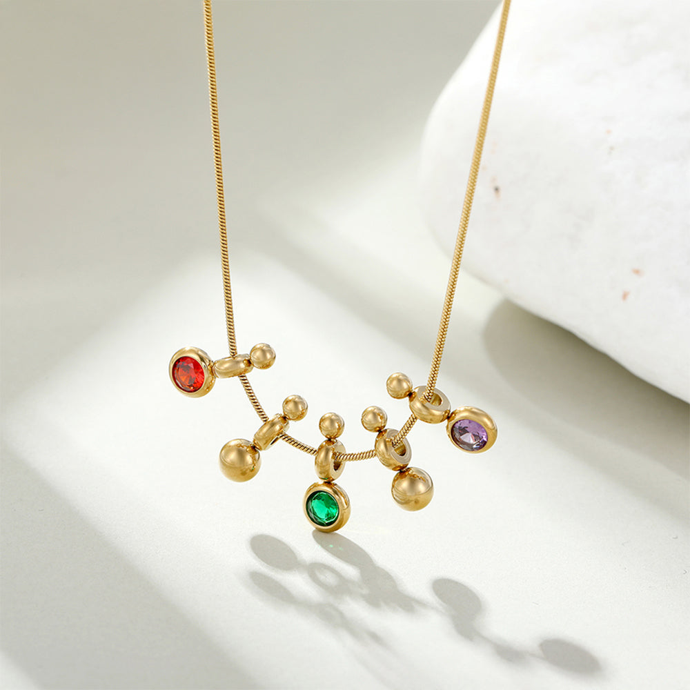 Colier din Aliaj Placat cu Aur cu Cristal Verde Emporia® și Cristal Roșu Emporia®