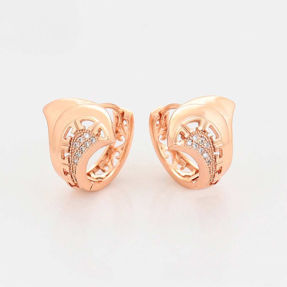 Set din Aliaj Placat cu Aur cu Cristal Alb Emporia® ( Cercei+Inel )