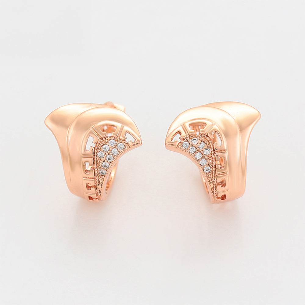 Set din Aliaj Placat cu Aur cu Cristal Alb Emporia® ( Cercei+Inel ) 12 