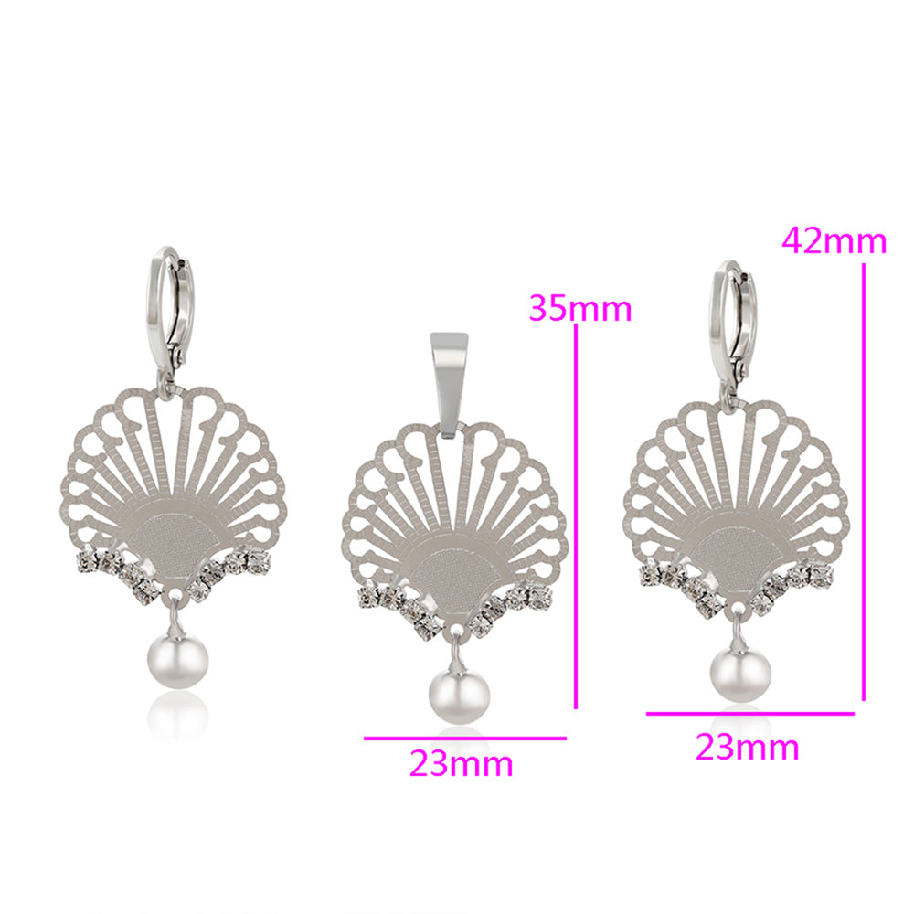 Set din Aliaj Placat cu Aur cu Cristal Alb Emporia® ( Cercei+Pandantiv ) 5 