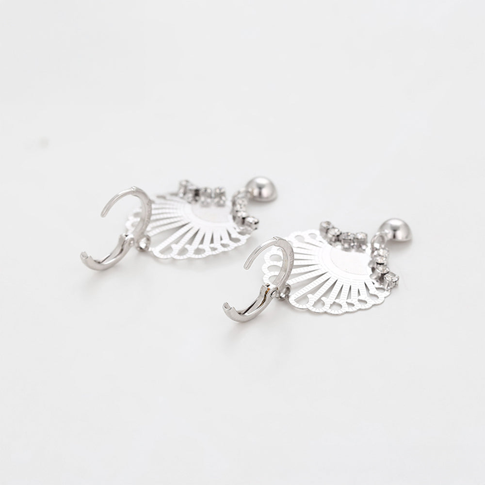 Set din Aliaj Placat cu Aur cu Cristal Alb Emporia® ( Cercei+Pandantiv ) 12 