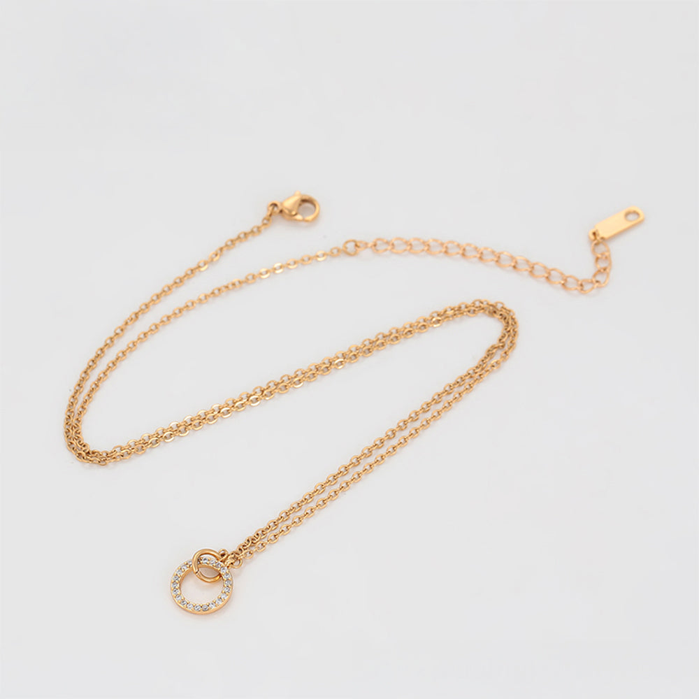 Colier din Aliaj Placat cu Aur cu Cristal Alb Emporia® 3 