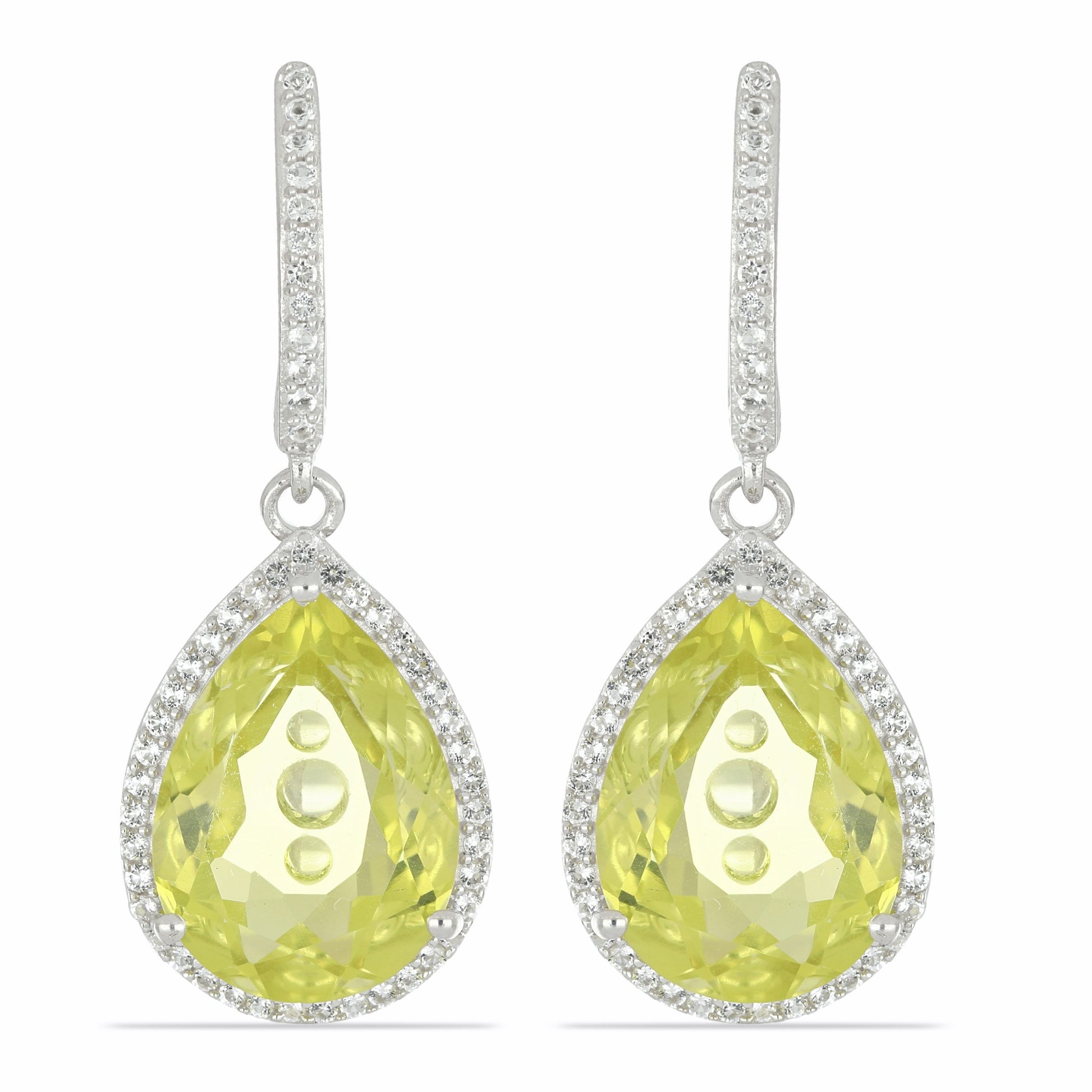 Cercei din Argint 925 ( 6.31 grame ) cu Cristal de Cuarț Brazilian și Topaz Alb 20.74 Carate 2 