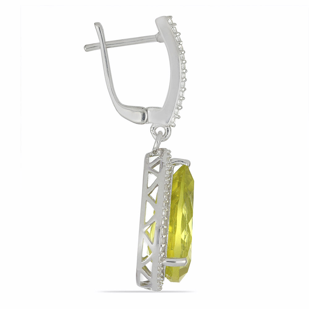 Cercei din Argint 925 ( 6.31 grame ) cu Cristal de Cuarț Brazilian și Topaz Alb 20.74 Carate