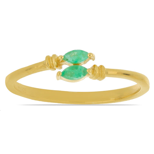 Inel din Argint 925 Placat cu Aur ( 1.5 grame ) cu Smarald Brazilian 0.19 Carate