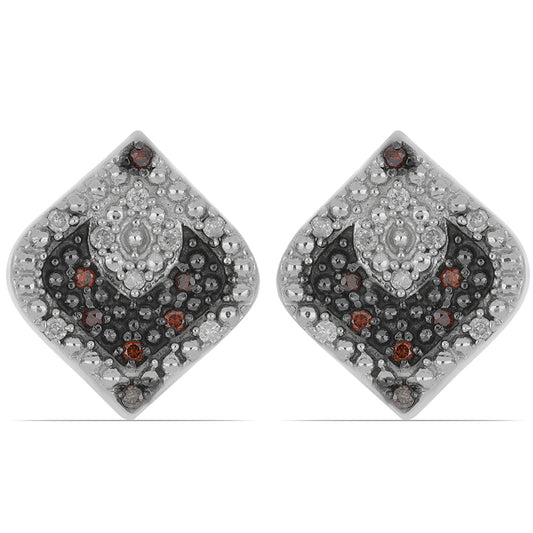 Cercei din Argint 925 ( 4.59 grame ) cu Diamant Alb și Diamant Roșu 0.24 Carate