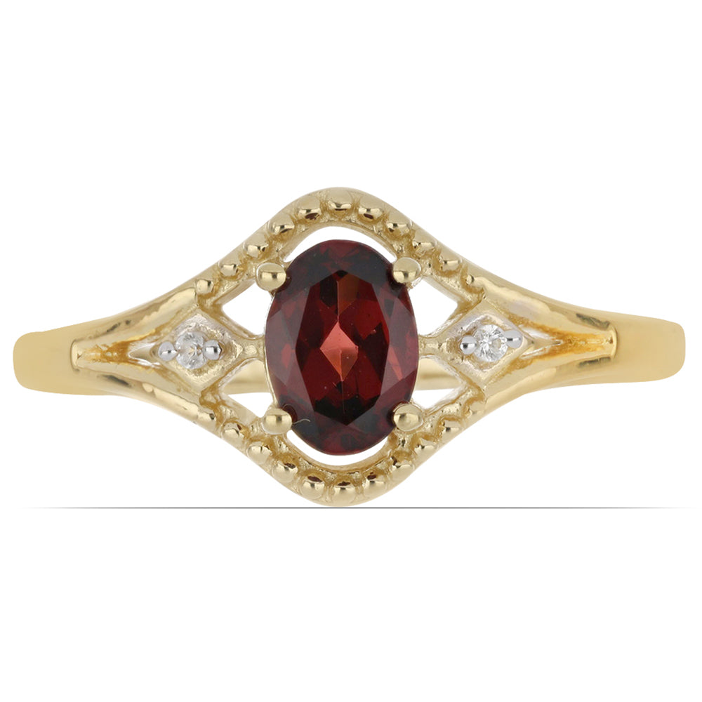 Inel din Argint 925 Placat cu Aur ( 2.08 grame ) cu Granat Barton și Topaz Alb 0.93 Carate
