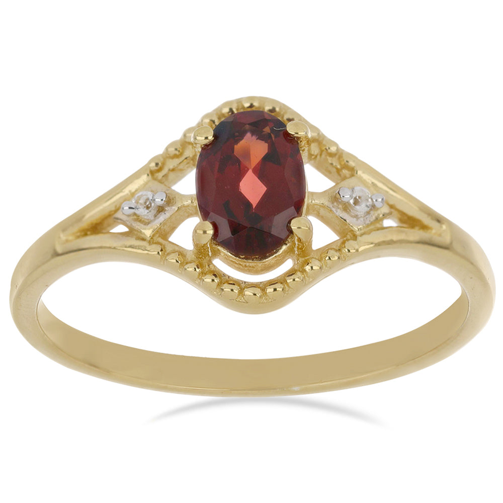 Inel din Argint 925 Placat cu Aur ( 2.08 grame ) cu Granat Barton și Topaz Alb 0.93 Carate 2 