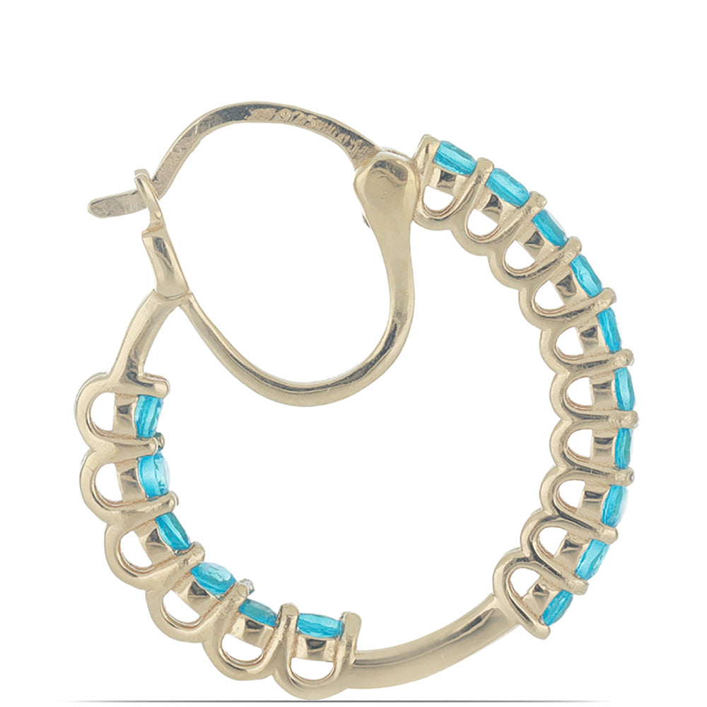 Cercei din Argint 925 Placat cu Aur ( 3.76 grame ) cu Apatit Neon Sludyanka 1.44 Carate 2 