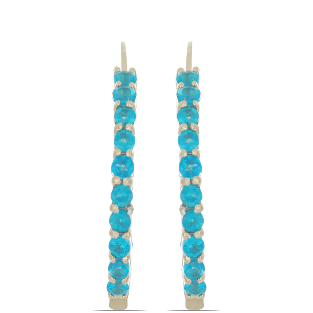 Cercei din Argint 925 Placat cu Aur ( 3.76 grame ) cu Apatit Neon Sludyanka 1.44 Carate 1 