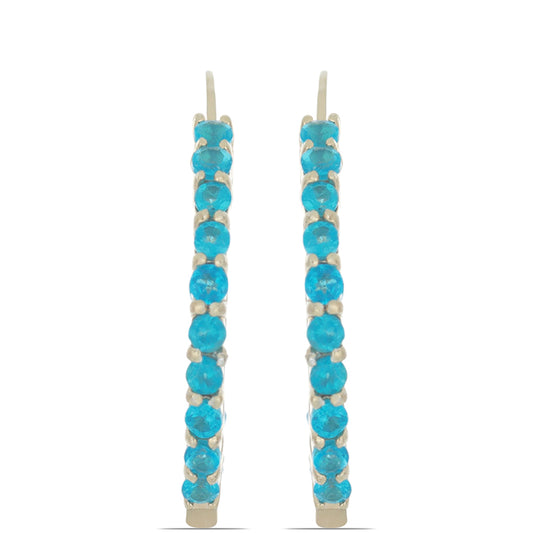 Cercei din Argint 925 Placat cu Aur ( 3.76 grame ) cu Apatit Neon Sludyanka 1.44 Carate