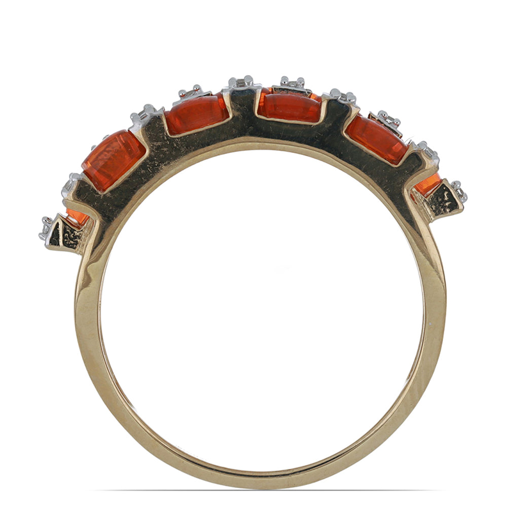 Inel din Argint 925 Placat cu Aur ( 4.5 grame ) cu Opal Etiopian Lega Dembi Portocaliu și Topaz Alb 1.23 Carate