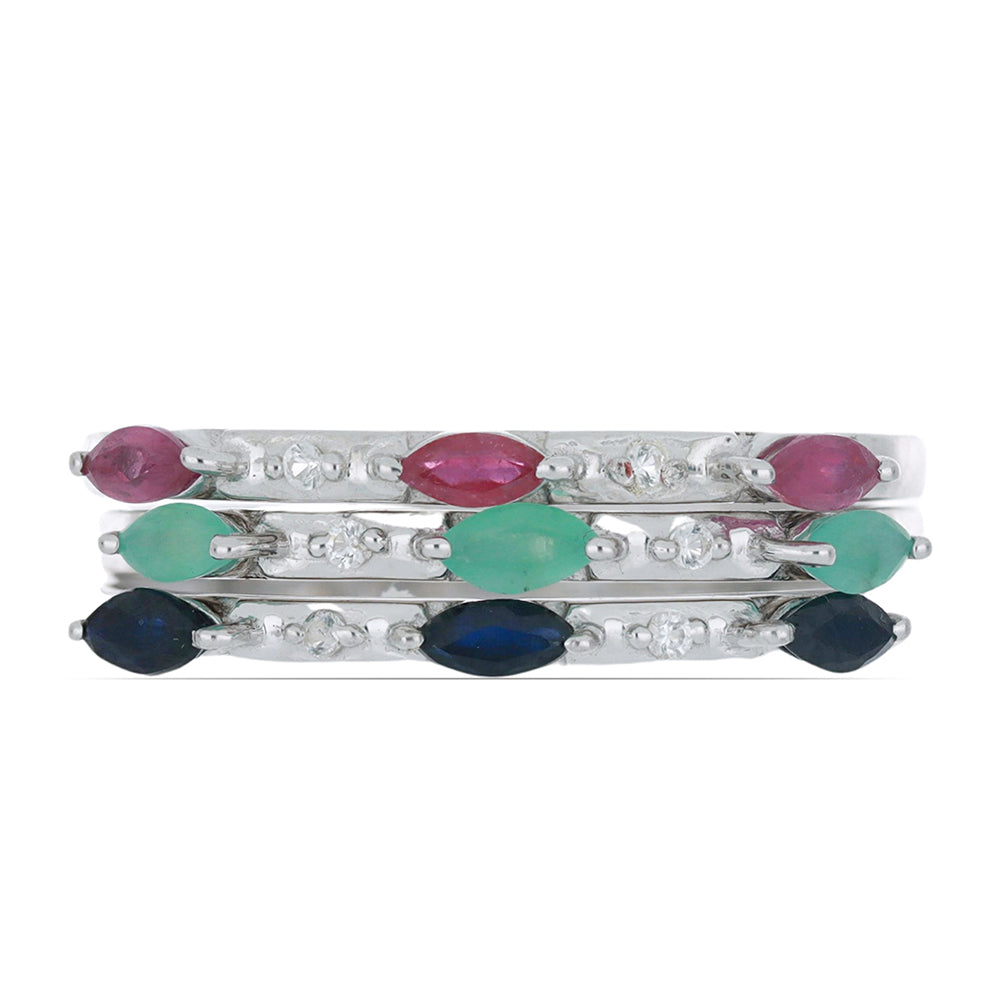 Set din Argint 925 ( 4.09 grame ) cu Rubin Malagasy și Smarald Brazilian 0.86 Carate ( Inel )